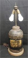 Antique Asian tea canister lamp