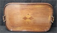 Antique inlay serving tray approx 26"x17"