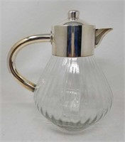 Vintage glass and silver plated covered pitcher