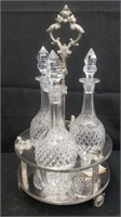Cruet set, crystal and silver plated