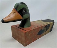 Wooden hand painted duck box approx 4" x 11" x 5"