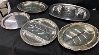 Silver plated tree-and-well meat-serving platters