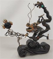 Chinese sterling silver enameled dragon statue