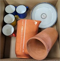 Box of cups pitchers vase etc