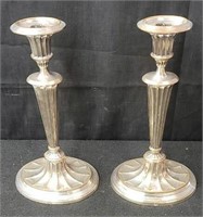 Pair of antique silverplated candle holders