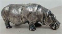 Sterling silver hippopotamus sculpture