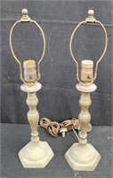 Pair of antique brass table lamps approx 5" in