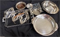 Box of silver plated trays & bowls