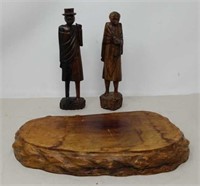 Box of vintage carved wood figurines
