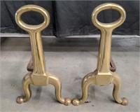 Pair of vintage brass andirons, 7" x 17" x 17"