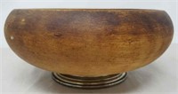 Vintage wooden salad bowl with sterling base