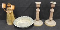 Box of candle holders and bowl