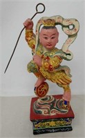 Vintage hand painted carved Chinese figurine