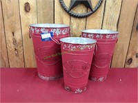 3-Pc Red Flowers & Garden Bucket Set