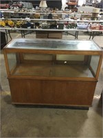 Wooden & glass display case (48” x 20.5” x 39”))