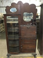 Antique cabinet display hutch (38.5” x 12” x 73”)