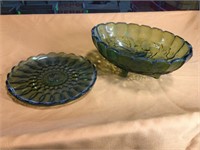 Vintage green bowl and plate