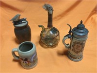 Beer Steins, and miscellaneous jars