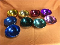 9 vintage metal bowls