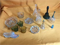 5 bells, juicer, misc glass items