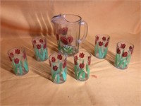 Vintage tulip juice set - glass