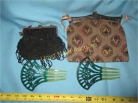 Antique Lady's Hand Bags & Hair Combs