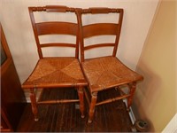 Vintage Wood  Basket Seat Chairs
