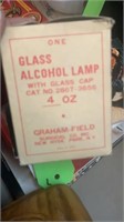 VINTAGE GLASS ALCHOL LAMP IN BOX