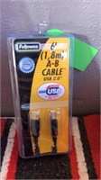 FELLOWES 6 FOOT 1/8 M AD CABLE USB 2.0 NEW IN BOX