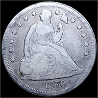 1870-CC Seated Liberty Dollar NICELY CIRCULATED