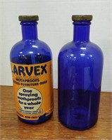 Lot of 2 cobalt Larvex bottles