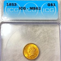 1853 Rare Gold Dollar ICG - MS63