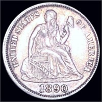 1890 Seated Liberty Dime CLOSELY UNCIRCULATED