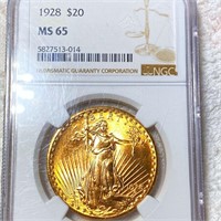 1928 $20 Gold Double Eagle NGC - MS65