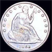 1863 Seated Half Dollar CLOSELY UNCIRCULATED