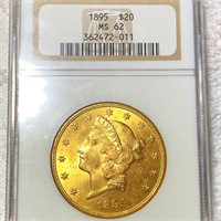 1895 $20 Gold Double Eagle NGC - MS62