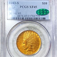 1913-S $10 Gold Eagle PCGS - XF 45 CAC