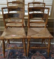 HITCHCOCK STYLE CHAIRS W/RUSH BOTTOM SEATS -4