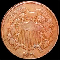 1871 Two Cent Piece ABOUT UNCIRCULATED