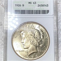 1926 Silver Peace Dollar ANACS - MS63