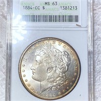 1884-CC Morgan Silver Dollar ANACS - MS63