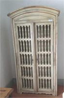 MODERN WOOD CURIO CABINET W/GLASS SHELVES AND