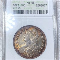 1823 Capped Bust Half Dollar ANACS - AU53 O-105