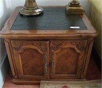 PECAN WOOD END TABLE W/2 DOORS