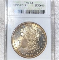 1882-CC Morgan Silver Dollar ANACS - MS63