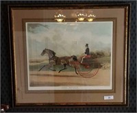 FRAMED TROTTING HORSE PICTURE APPROX 33" X 28"