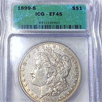 1899-S Morgan Silver Dollar ICG - EF45