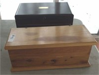 CHERRY DRESSER TOP JEWELREY BOX AND SMALL CEDAR