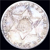 1857 Three Cent Silver LIGHTLY CIRCULATED