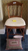 EARLY CHAIR W/BUSTED WICKER SEAT
